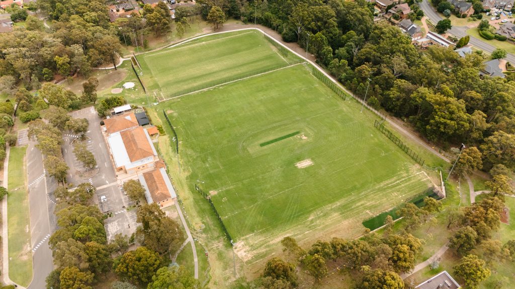 aerial shot of sportsfield, open space sector